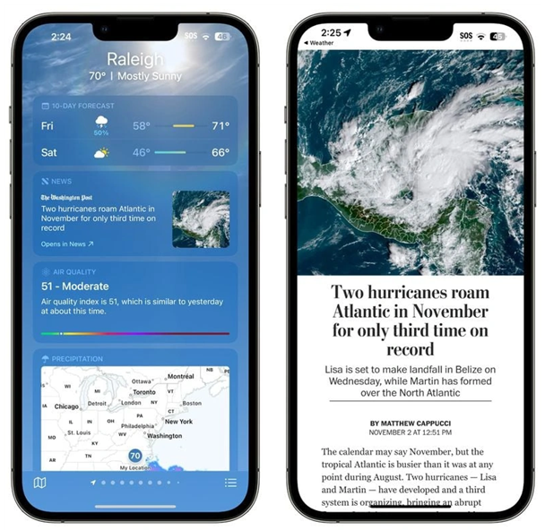 新沂苹果14维修分享iPhone 14手机如何看天气时顺带看新闻 