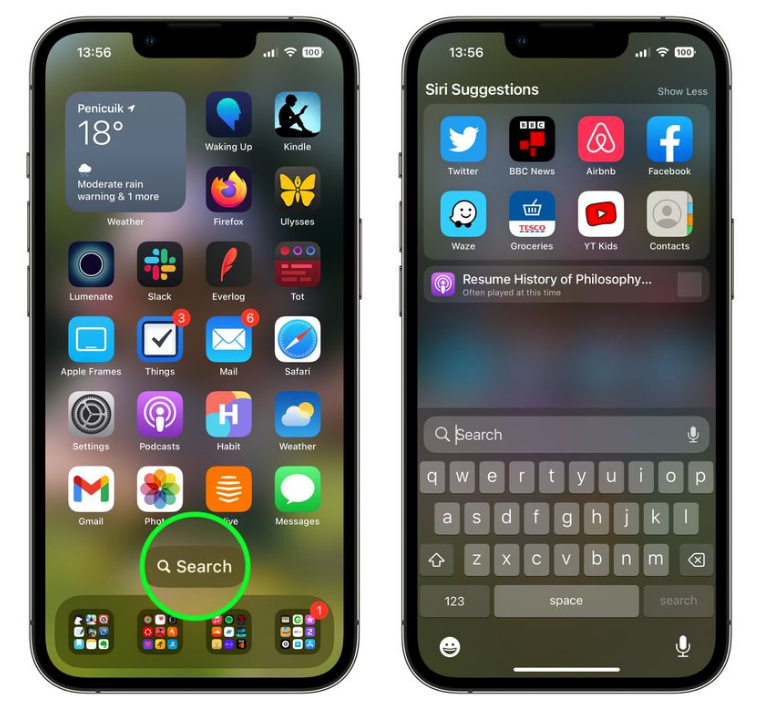新沂苹果手机维修分享升级到 iOS 16 后，如何删除主屏幕上的搜索按钮 