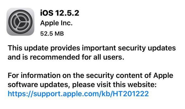新沂苹果手机维修分享iOS12.5.2发布，建议所有老苹果用户安装 